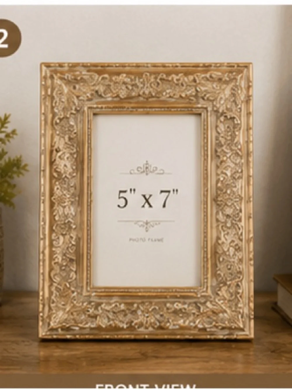 Ornate 5x7 Gold Frame Vintage Style Embossed French Country Baroque Tabletop